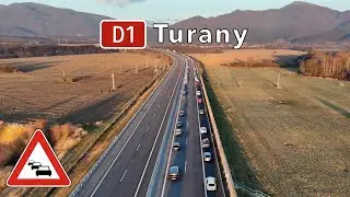 Dopravný lievik na diaľnici D1 pri Turanoch (december 2025)