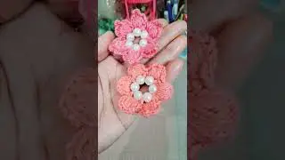 Crochet beads wool flower 🌼 🌸 