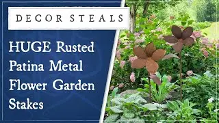 Decor Steals' HUGE Rusted Patina Metal Flower Garden Stakes