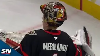 Senators' Leevi Meril&auml;inen Makes Unreal Glove Save To Rob Bruins' Matthew Poitras