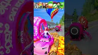 Gummy Bear & Sprunki & Crazy Frog & Spiderman Train & Squid Game VS Barbie in BeamNG.Drive part-112