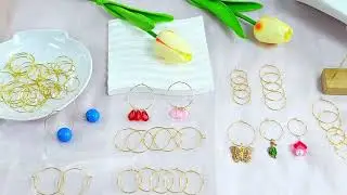 BronaGrand 150 Pieces Gold Plated Wine Glass Charm Rings Earring Hoops 3 Sizes,30mm,25mm,20mm