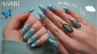 ASMR | Doing My Nails🦋(Whispered Voiceover with Fluffy Mic Scratching)