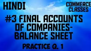 #3 Final Accounts of Companies: Balance Sheet, Practice Question 1; Company Accounts (Hindi)