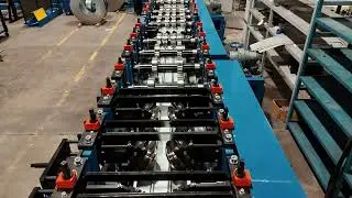Tray type shallow decking profile rollforming line, with automatic stacking.