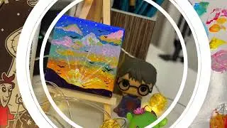 Sunset Acrylic Painting Tutorial on Mini Canvas 🍁 미니 아크릴화 드로잉 튜토리얼 🍁Рисунка с Акрил на Мини Платно
