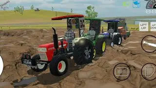 😱 Heavy Mud Road Test 🚜 3 Tractors Powerful Off-Road | Indian Tractor Simulator#offroad#tractorgame 