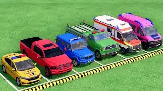 TRANSPORTING POLICE CARS, AMBULANCE, FIRE TRUCK, COLORFUL CARS WITH MIXER FARMING SIMULATOR 22! #164