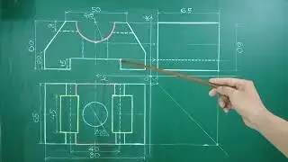 Vẽ hình chiếu cạnh ghi đầy đủ kích thước 