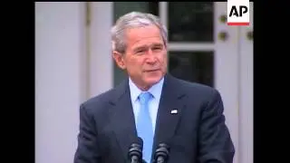 President George W. Bush pardoned Pumpkin, the National Thanksgiving turkey, at a Rose Garden ceremo