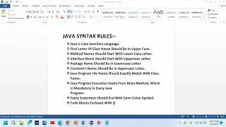 JAVA SYNTAX RULES