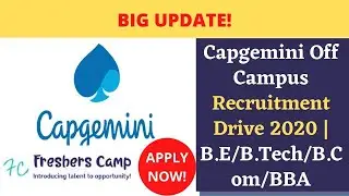 Capgemini Off Campus Recruitment Drive 2020 | B.E/B.Tech/B.Com/BBA | Apply Online Now