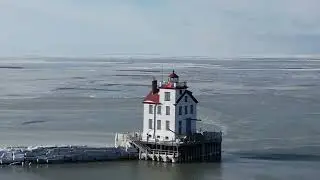 First video of the year. Lorain Lighthouse . Cleveland Skyline
