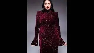 ASOS LUXE Curve velvet sequin maxi dress with drape waist in burgundy #fashion #fashionstyle