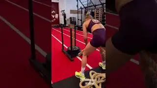 Charlotte on the Hyrox Sled Rope Pull and Sled Push #hyrox #hyroxtraining