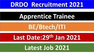 DRDO GTRE Appenticeship Recruitment 2021|ITI DRDO Recruitment 2021|DRDOGTREApprentice Onlineform2021