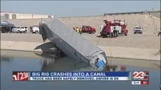 Big Rig crashes into the California Aqueduct