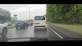 Driving in Finland, raining.