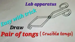Pair of tongs drawing,Crucible tongs drawing easy,Draw Lab apparatus,Chemistry lab equipment drawing