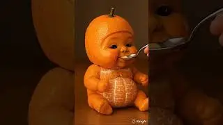 Cute Baby Orange Eating ASMR 🍅🥄 | #aianimation #cartoon  #nurseryrhymes#catscooking #animals