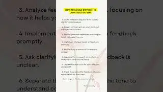HANDLE CRITICISM IN CONSTRUCTIVE WAY #viral #shortsfeed #shorts #viralvideos