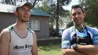 Winning canoeists Clinton Cook and Wayne Jacobs talk about Germiston Lake race