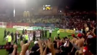 Wanderers 3 Jets 0 @ Hunter Stadium - post-match celebrations with the players