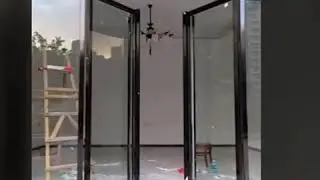 Custom stainless steel glass door.