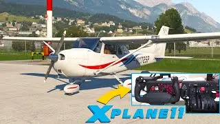 X-Plane 11 Cessna 172 ile İki Dağın Arasındaki Innsbruck Turu w/ Honeycomb Yoke, Quadrant