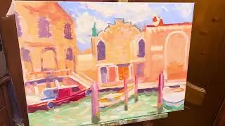 Venice view. Brushes from Leroy (gouache direct painting)