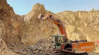 Powerful Excavator Breaking Massive Rocks on a Mountain Site | Extreme Work #HeavyEquipment #Mining 