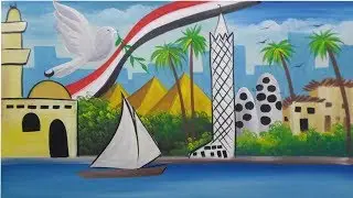رسم جدارية عن اهم معالم مصر