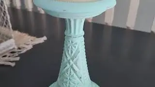 For sale! Elegant Teal Glass Candle Stand - Link in Description!