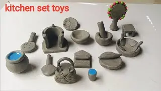 Amazing technique make handmade/Mini kitchen set with clay/how to make miniature kitchen sets 