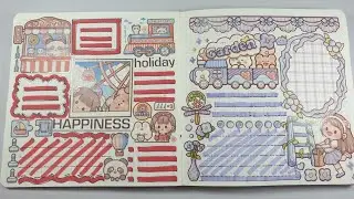 Red Purple Sticker Journal with me❤ Cute Kawaii Journaling Stickers Ideas💜