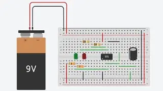 Blink LED using 555 Timer IC in TinkerCAD Circuit Simulation 