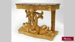 Antique Pair of English Regency style gilt console tables
