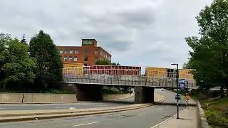CSX train crossing Central St bridge in Worcester