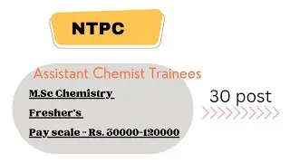 NTPC Assistant Chemist Trainee #fresherjobs #mscchemistry #ACT