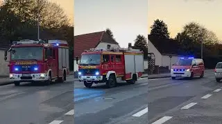 [F_2-Brennt Schuppen] TLF 16/25, LF 10/6 & MZF der FF Obenstrohe auf Einsatzfahrt 