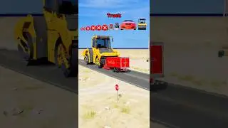 Маленькие и огромные машины против гигантского дорожного катка 🤯 #шорты