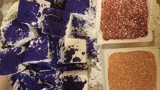 Gymchalk glitter bombs&chalk cubes w/purple powder #fyp #gymchalkasmr #Sleepaidasmr #relaxingvideos 