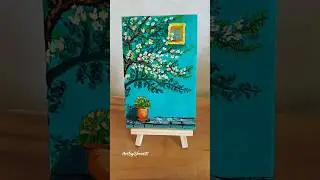 Mini Canvas Acrylic Painting Tree Shadow Easy Art Ideas for Beginners StepByStep Process Tutorial