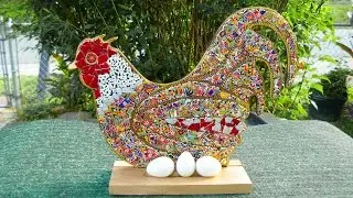 Egg Art - What To Do With Broken Eggshell Pieces - Pysanky Pysanka Ostrich Rooster Chicken