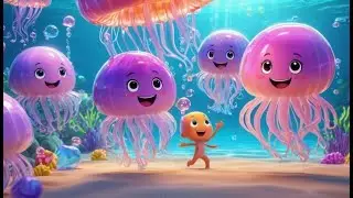 Five Jelly Fish Jumping on Numbers | English Nursery Rhyme | Kids Songs | Baby Music