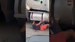 Driver Tries to Fix Truck With Duct Tape in Queens, New York