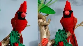 Crochet Christmas cardinal written pattern || crochet bird by creative couple channel ||