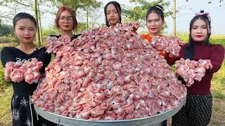 Amazing cooking chicken island crispy with rice fried recipe in my countryside