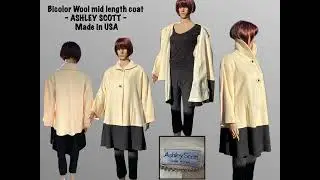 Vintage 90's Ivory and black wool swing short coat. Ashley Scott. M/L