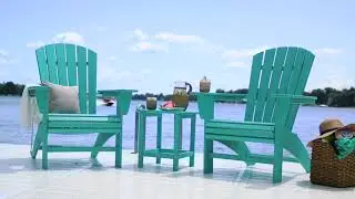 POLYWOOD Nautical 3 Piece Curveback Adirondack Set